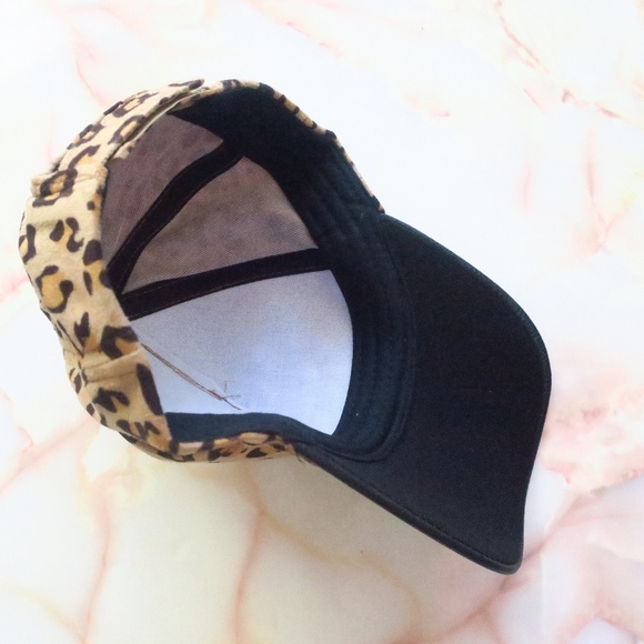 Suede Leopard Ball Cap with Vegan Leather Bill - Picture 7 of 8